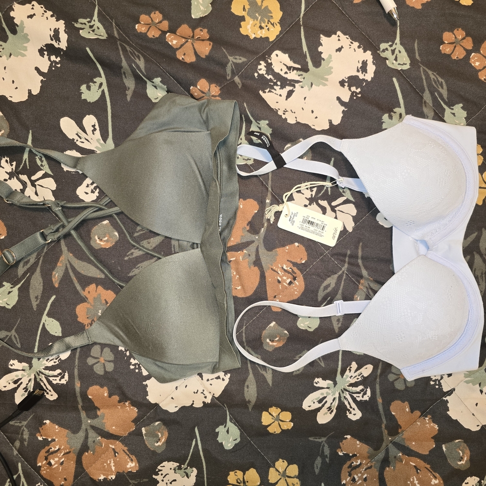 Aerie Gray and White Bras Intimates & Sleepwear
